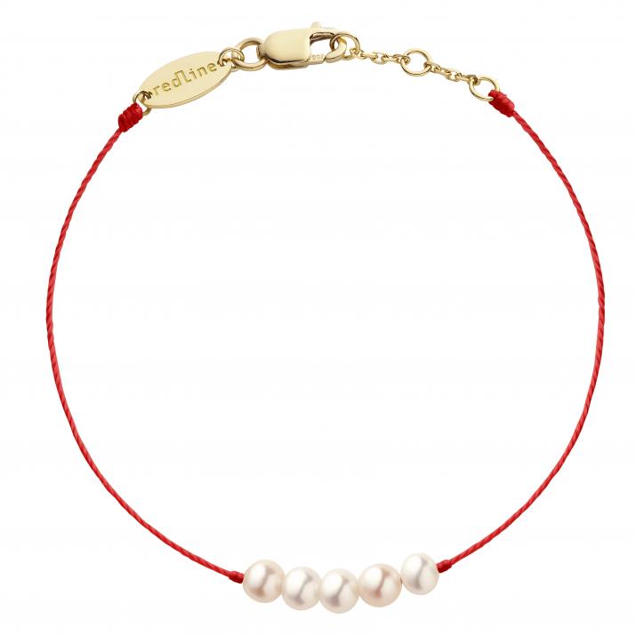 Pulsera en hilo con 5 perlas cultivadas en oro amarillo - Redline - 0++