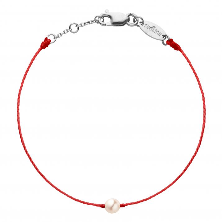 Pulsera en hilo con 1 perla con cierre de oro blanco - Redline - 0++