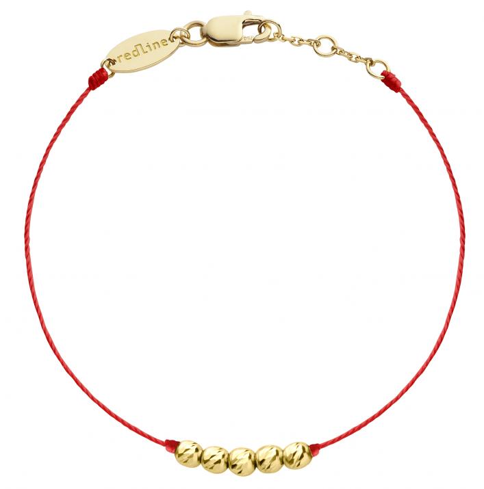 Pulsera de hilo con 5 perlas martilladas en oro amarillo - Redline