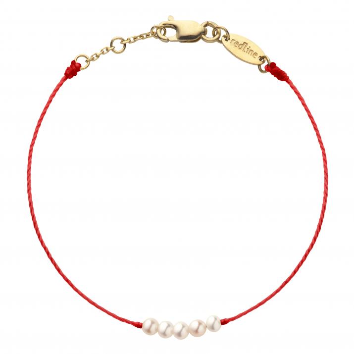 Pulsera en hilo con 5 perlas cultivadas en oro amarillo - Redline - 0++