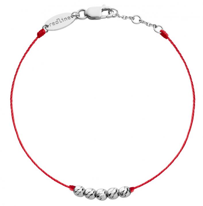 String bracelet in white gold with 5 hammered pearls - Redline