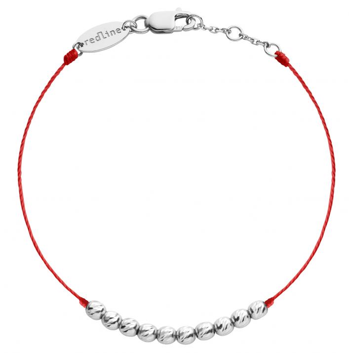 Pulsera de hilo con 10 perlas martilladas en oro blanco  - Redline
