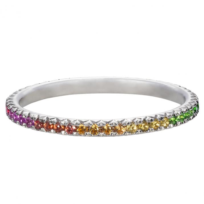 Anillo Si Joli Rainbow Oro Blanco - Redline - 0++