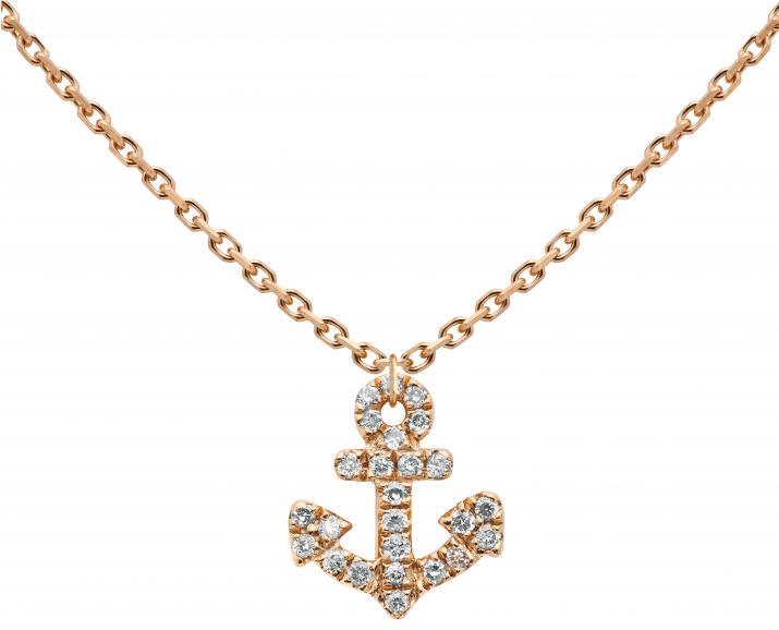 Rose gold chain necklace with diamond-paved mini anchor - Redline