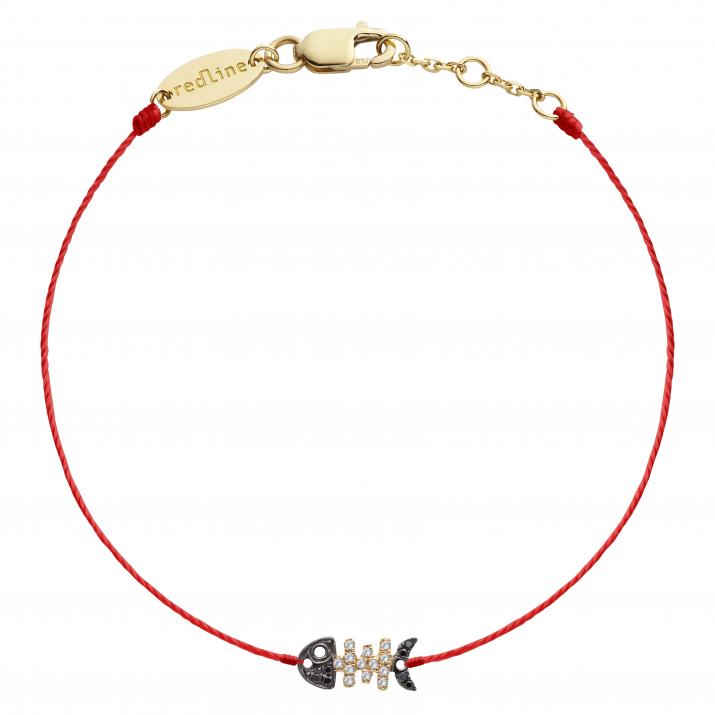Pulsera en hilo blup blup con diamantes negros y blancos en oro amarillo - Redline - 0++