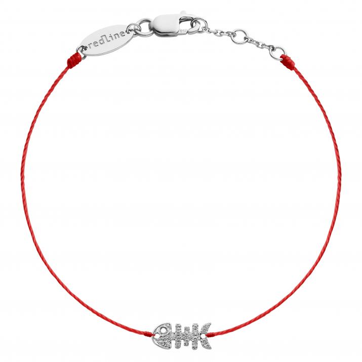 Pulsera en hilo blup blup con diamantes blancos en oro blanco - Redline - 0++