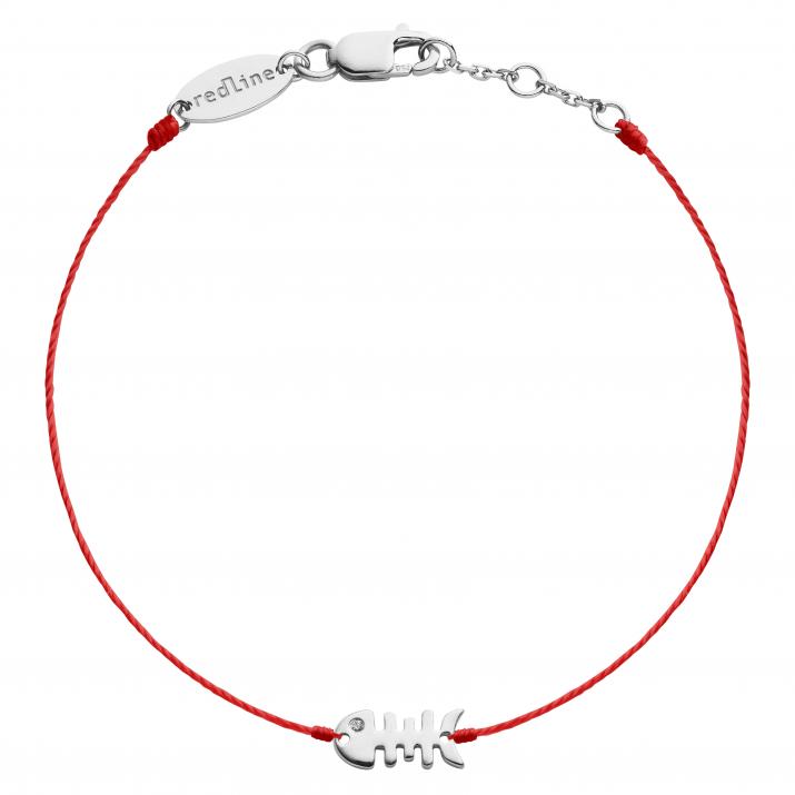 Pulsera en hilo blup blup con 1 diamante de 0.4ct en oro blanco - Redline
