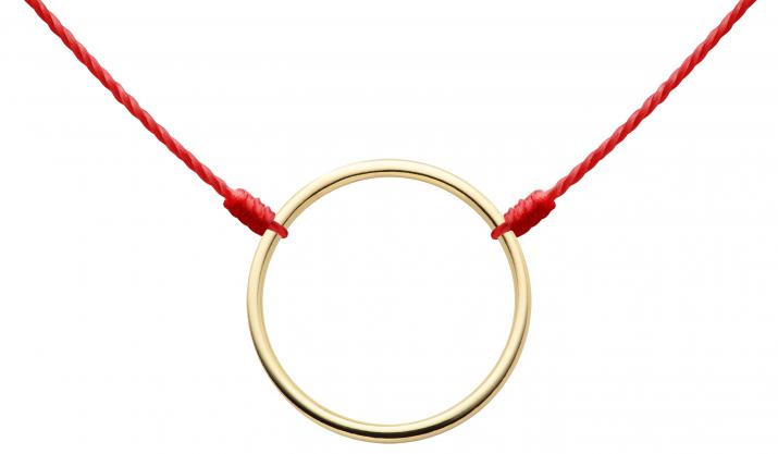 String necklace with small circle in yellow gold - Redline