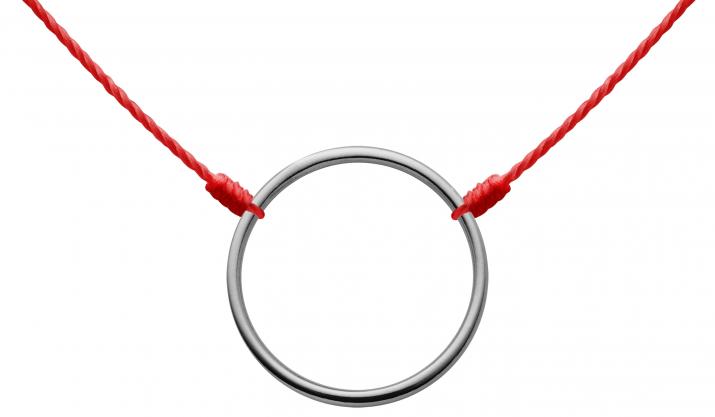 String necklace with small circle in black gold - Redline