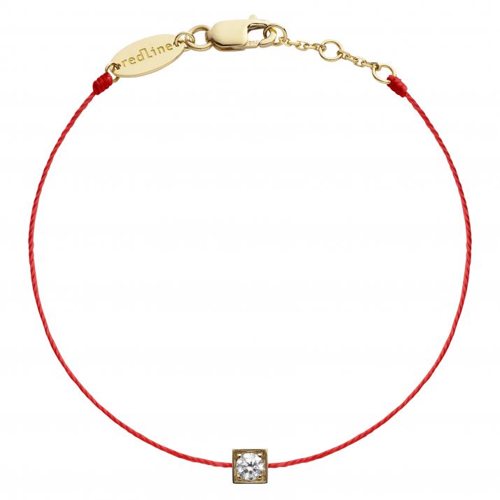 Pulsera de cuerda para mujeres con diamante redondo de 0.10ct en engaste de oro amarillo - Redline - 0++