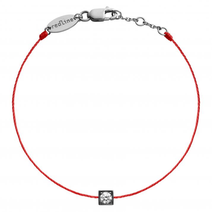 Pulsera de cuerda para mujeres con 0.10ct de diamantes redondos en engaste de oro negro - Redline - 0++