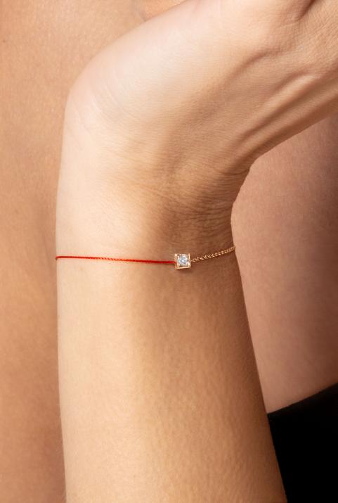 Pulsera de cadena para mujeres con diamante redondo de 0.10ct en engaste de oro rosa - Redline - 0++