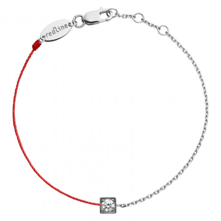 Pulsera de cadena para mujeres con diamante redondo de 0.10ct en engaste de oro blanco - Redline - 0++