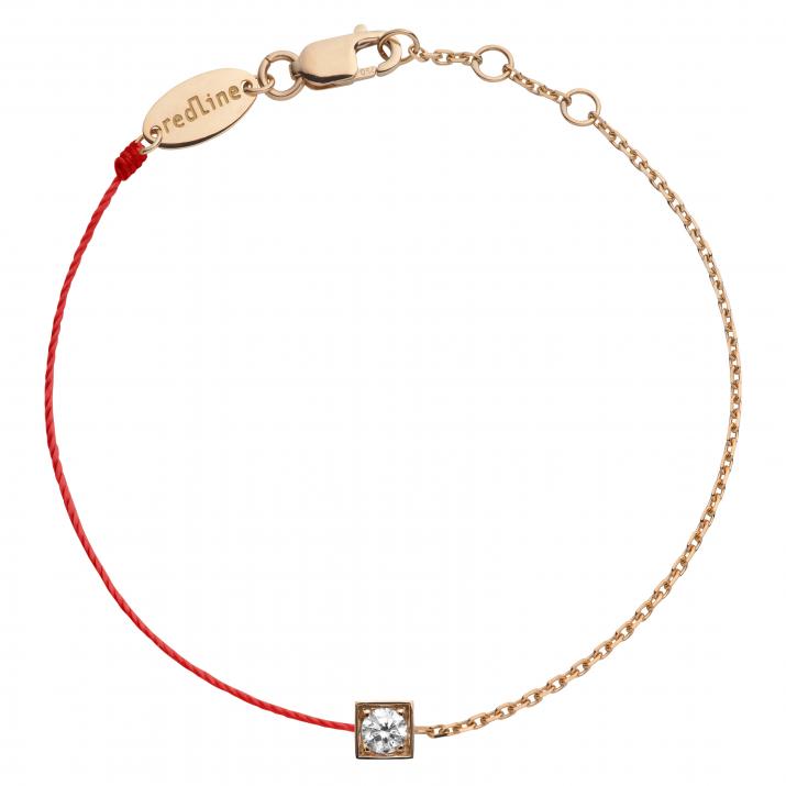 Pulsera de cadena para mujeres con diamante redondo de 0.10ct en engaste de oro rosa - Redline - 0++