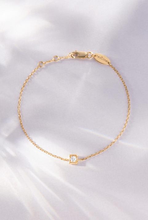 Pulsera de cadena para mujeres con 0.10ct de diamantes redondos en engaste de oro amarillo - Redline - 0++