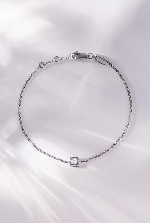 Pulsera de cadena para mujeres con 0.10ct de diamantes redondos en engaste de oro negro - Redline - 0++