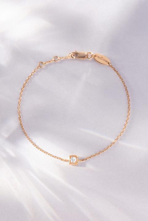 Pulsera de cadena para mujeres con 0.10ct de diamantes redondos en engaste de oro rosa - Redline - 0++