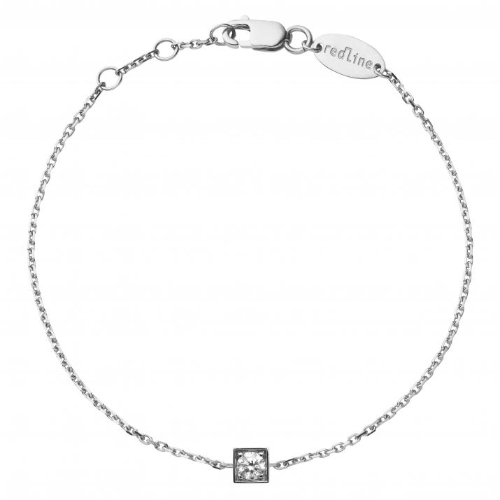 Pulsera de cadena para mujeres con 0.10ct de diamantes redondos en engaste de oro blanco - Redline - 0++
