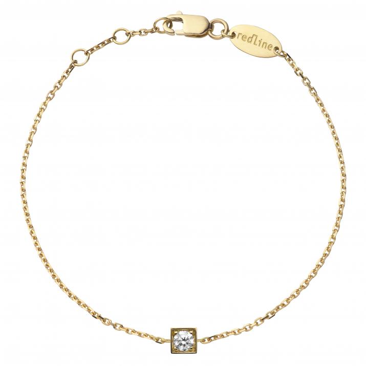 Pulsera de cadena para mujeres con 0.10ct de diamantes redondos en engaste de oro amarillo - Redline - 0++