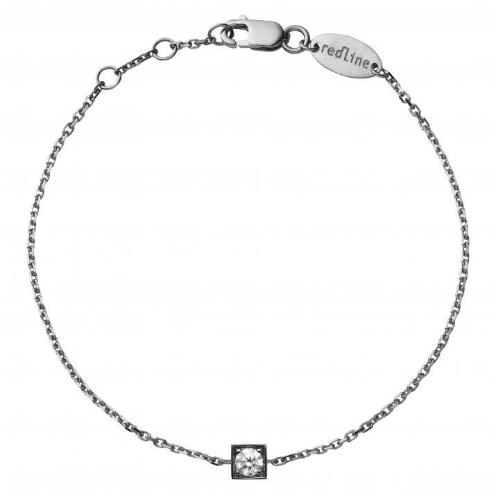 Pulsera de cadena para mujeres con 0.10ct de diamantes redondos en engaste de oro negro - Redline - 0++