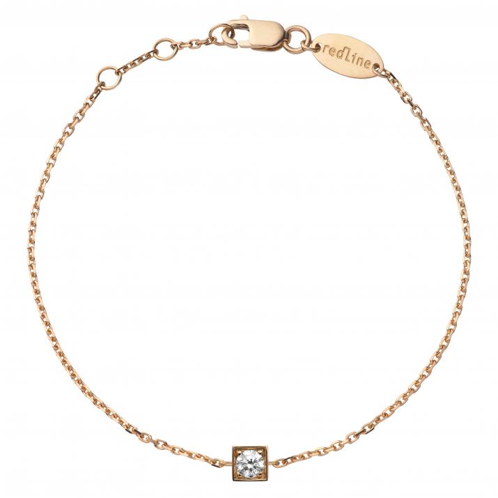 Pulsera de cadena para mujeres con 0.10ct de diamantes redondos en engaste de oro rosa - Redline - 0++