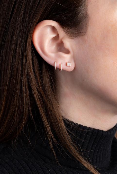 Pendientes con diamante redondo de 0.20ct en engaste de oro rosa - Redline - 0++