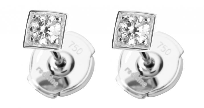 Pendientes con diamante redondo de 0.20ct en engaste de oro blanco - Redline - 0++