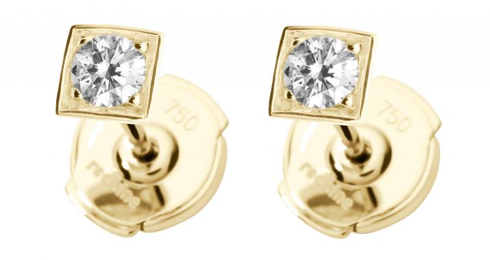 Pendientes con diamante redondo de 0.20ct en engaste de oro amarillo - Redline - 0++