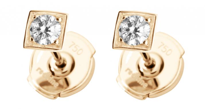 Pendientes con diamante redondo de 0.20ct en engaste de oro rosa - Redline - 0++