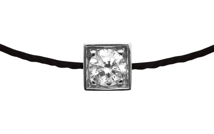 Pulsera de cuerda para hombres con 0.10ct de diamantes redondos en engaste de oro blanco - Redline - 0++
