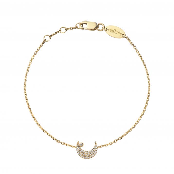 Chain Bracelet For Women with 0.12ct Round Diamond in Yellow Gold Pavé Setting - Redline