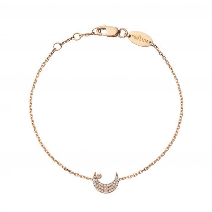 Chain Bracelet For Women with 0.12ct Round Diamond in Rose Gold Pavé Setting - Redline