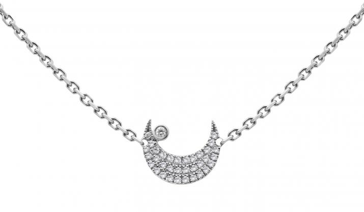 Chain Necklace For Women with 0.12ct Round Diamond in White Gold Pavé Setting - Redline