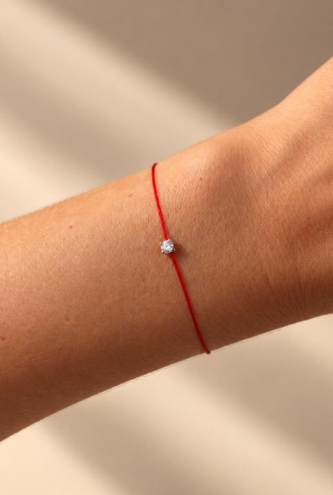 Pulsera en hilo con diamante de 0.8ct en base de oro blanco - Redline - 0++