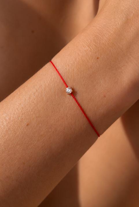 Pulsera en hilo con diamante de 0.8ct en base de oro rosa - Redline - 0++
