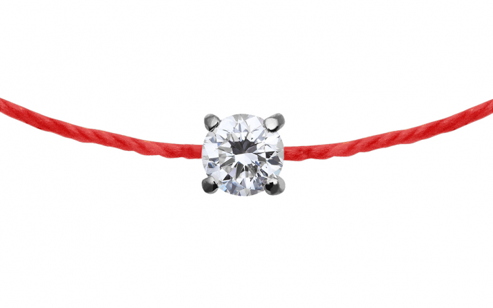 String bracelet with 0.08ct diamond in black gold prong setting - Redline - 0++
