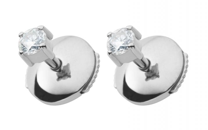 Earrings with 0.16ct diamond in white gold prong setting - Redline - 0++