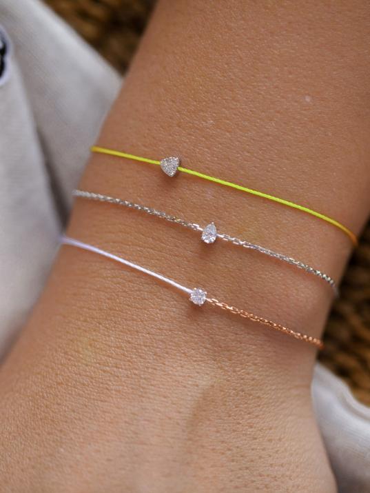 String and chain bracelet with 0.08ct diamond in rose gold prong setting - Redline - 0++