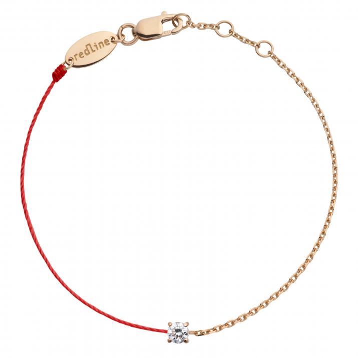 String and chain bracelet with 0.08ct diamond in rose gold prong setting - Redline - 0++