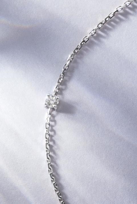 Chain bracelet with 0.08ct diamond in white gold prong setting - Redline - 0++