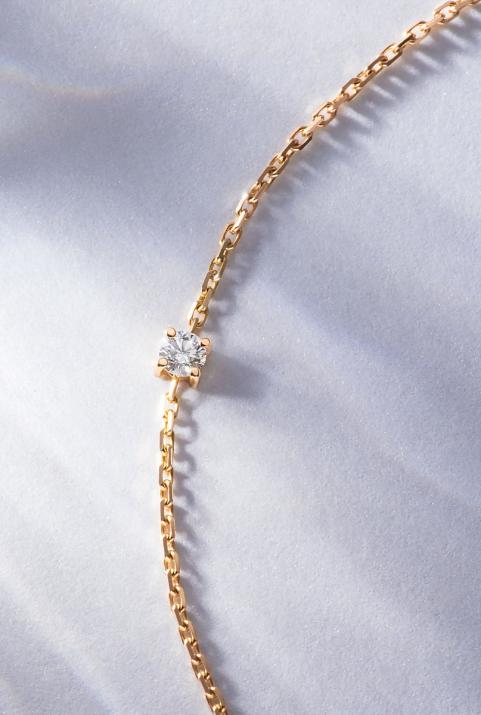 Chain bracelet with 0.08ct diamond in rose gold prong setting - Redline - 0++