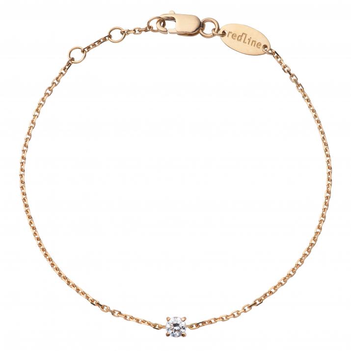 Chain bracelet with 0.08ct diamond in rose gold prong setting - Redline - 0++