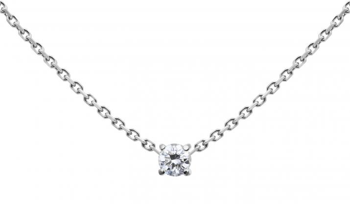 Chain necklace wth 0.08ct diamond in white gold prong setting - Redline - 0++