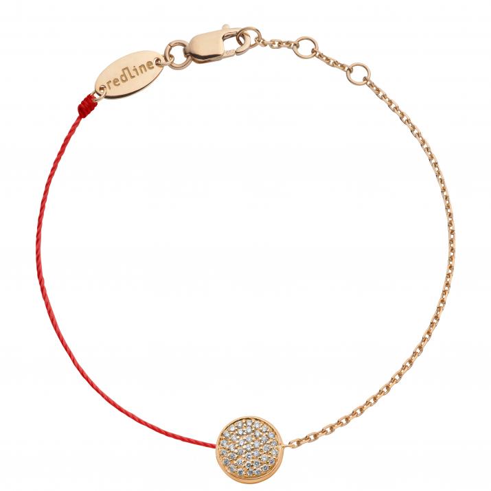 String-Chain Bracelet For Women with 0.19ct Round Diamond in Rose Gold Pavé Setting - Redline