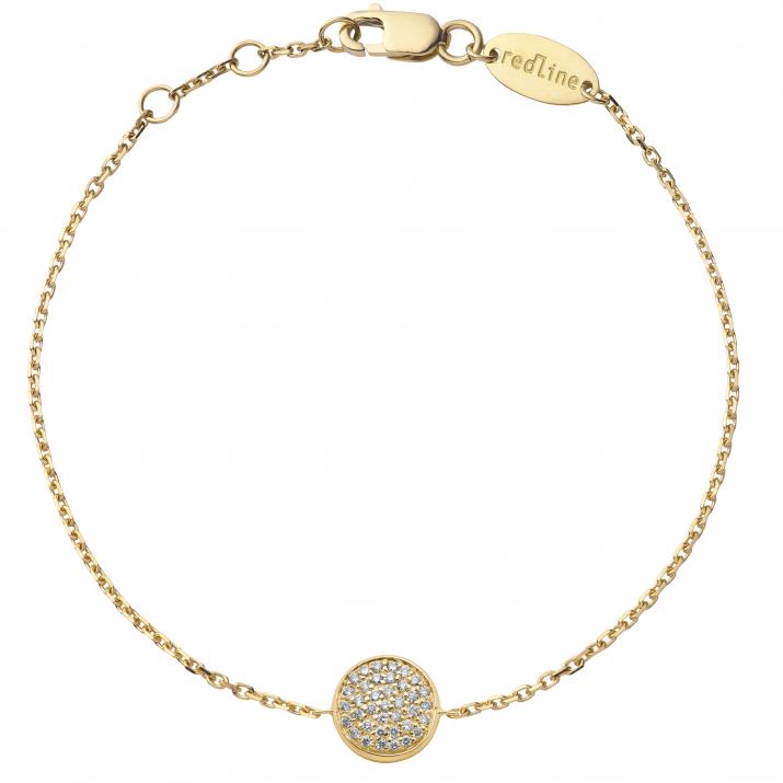 Chain Bracelet For Women with 0.19ct Round Diamond in Yellow Gold Pavé Setting - Redline