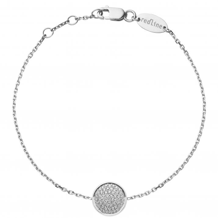 Chain Bracelet For Women with 0.31ct Round Diamond in White Gold Pavé Setting - Redline