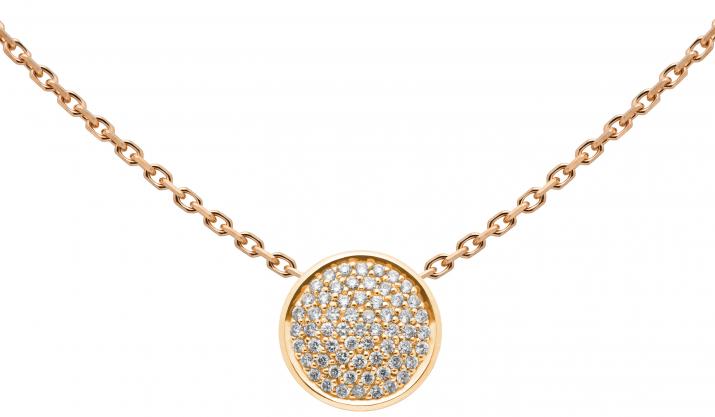 Chain Necklace For Women with 0.31ct Round Diamond in Rose Gold Pavé Setting - Redline - 0++