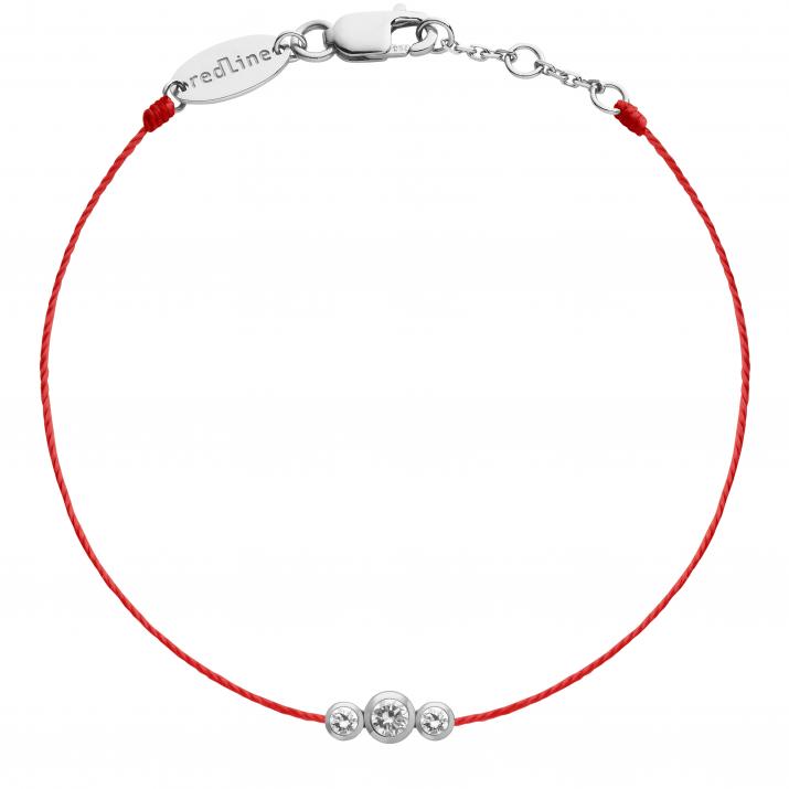 Pulsera en hilo con 3 diamanes en base de oro blanco - Redline - 0++
