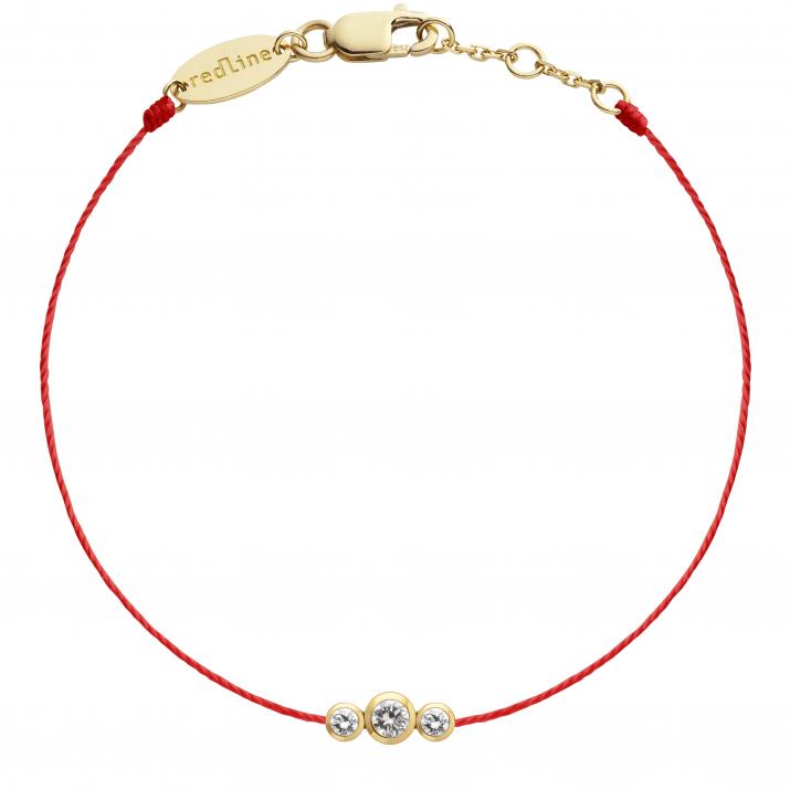 Pulsera en hilo con 3 diamanes en base de oro amarillo - Redline - 0++