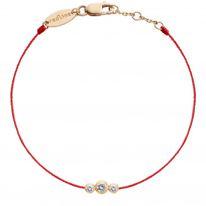 Pulsera en hilo con 3 diamanes en base de oro rosa - Redline - 0++